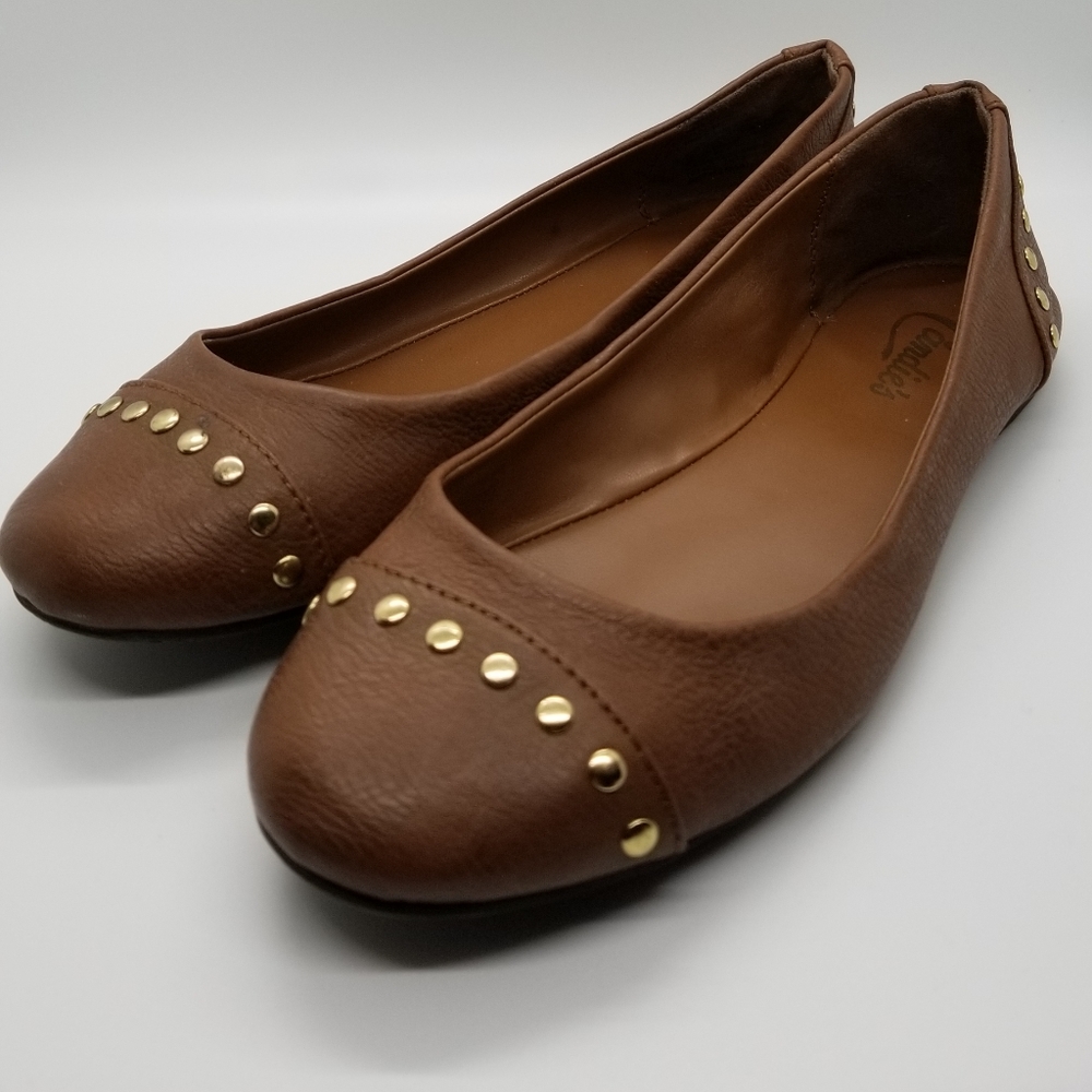 Brown and gold flats